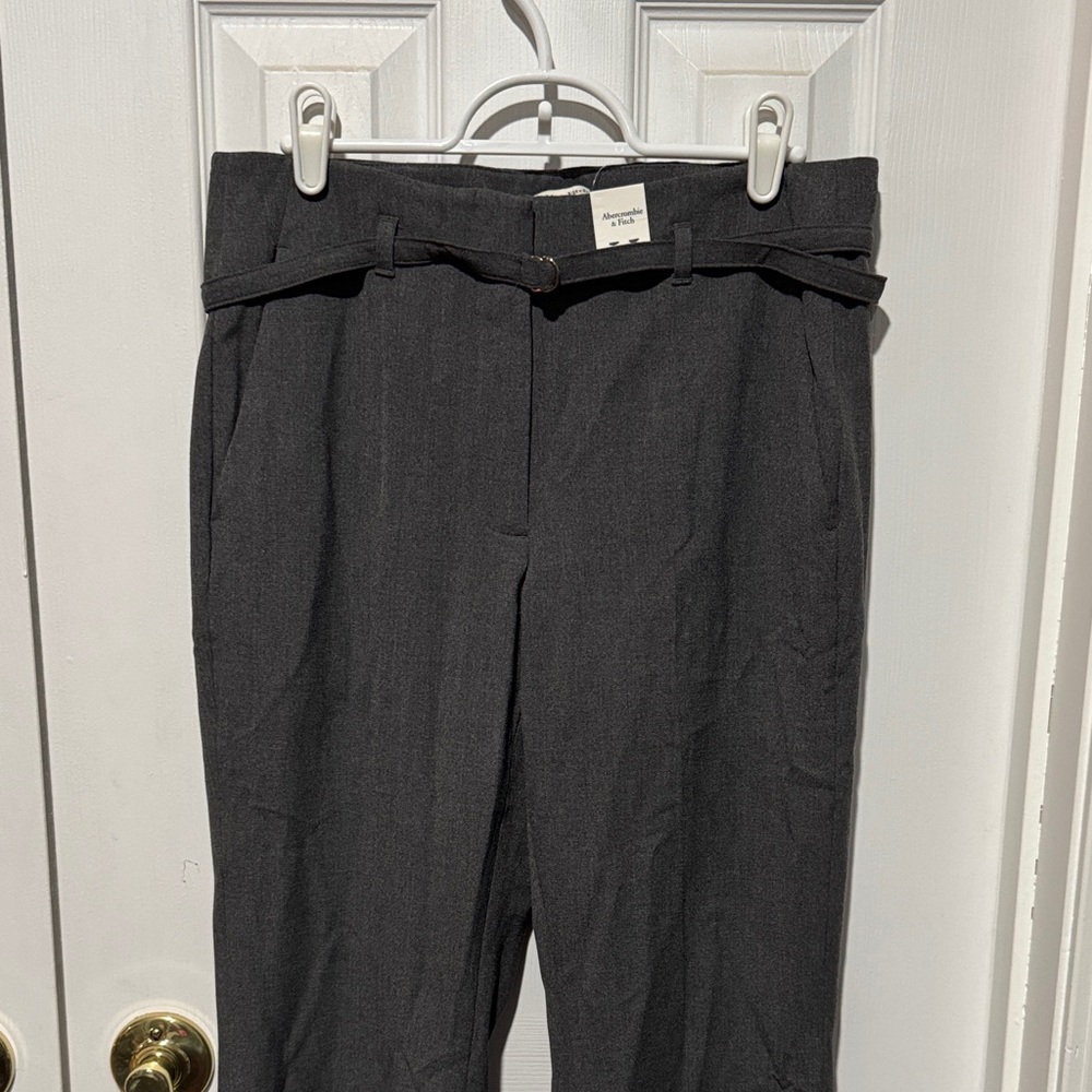 NWT $90 Abercrombie & Fitch Charcoal Belted Pants 27/4 short